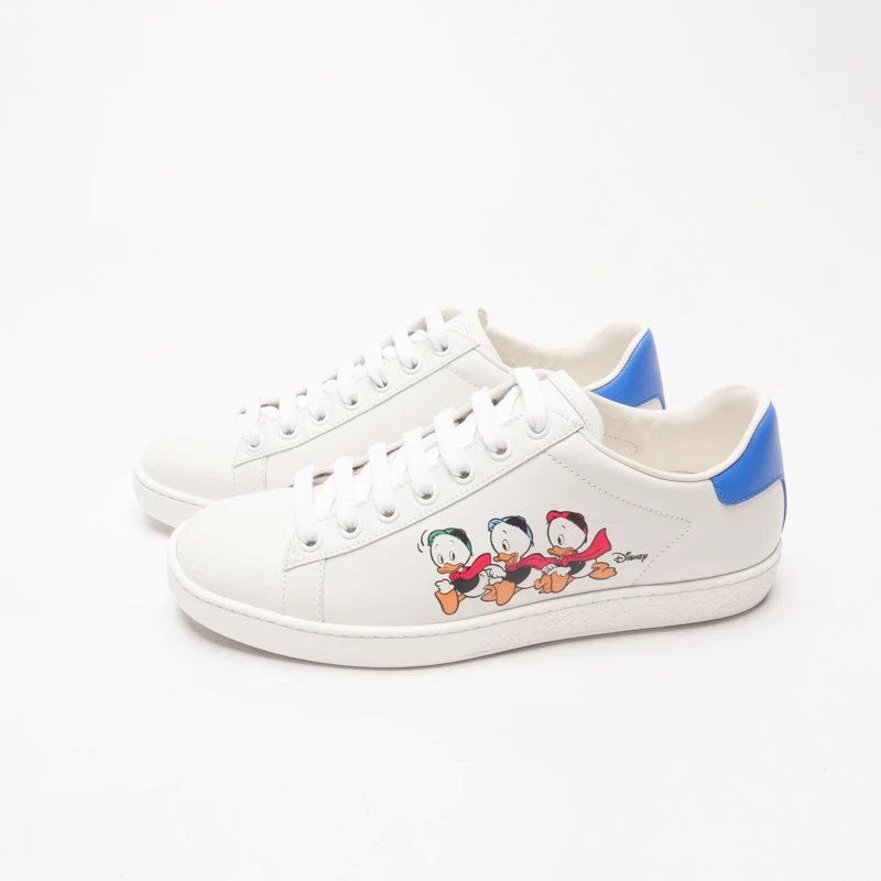 95新 GUCCI/古驰 36.5/35/37/白色蓝尾唐老鸭板鞋