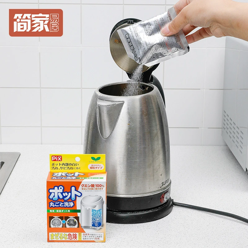 日本进口电热水壶除垢清洁剂4包装 家用强力去污不锈钢水渍清洁粉
