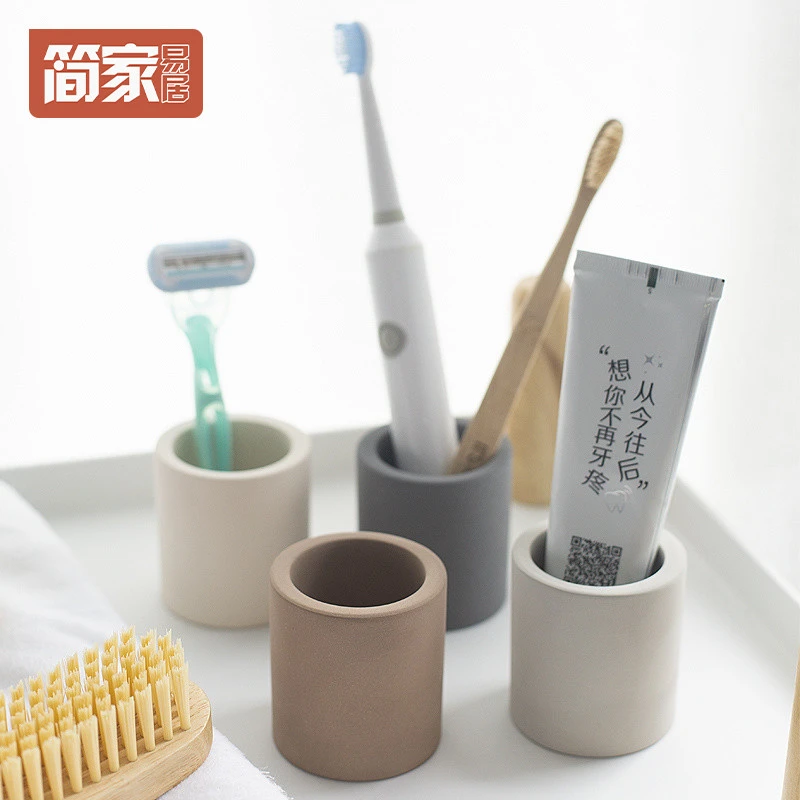 侘寂风电动牙刷架硅藻泥土吸水速干浴室置物架收纳牙具架子底座