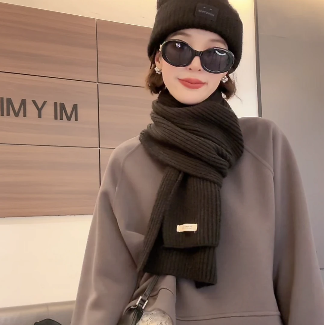MI YOU MI 2024秋季针织百搭纯色保暖围巾女秋冬