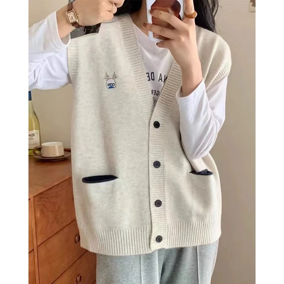 网红无袖V领马甲女宽松2025秋季新款开衫时尚洋气韩版针织衫马夹