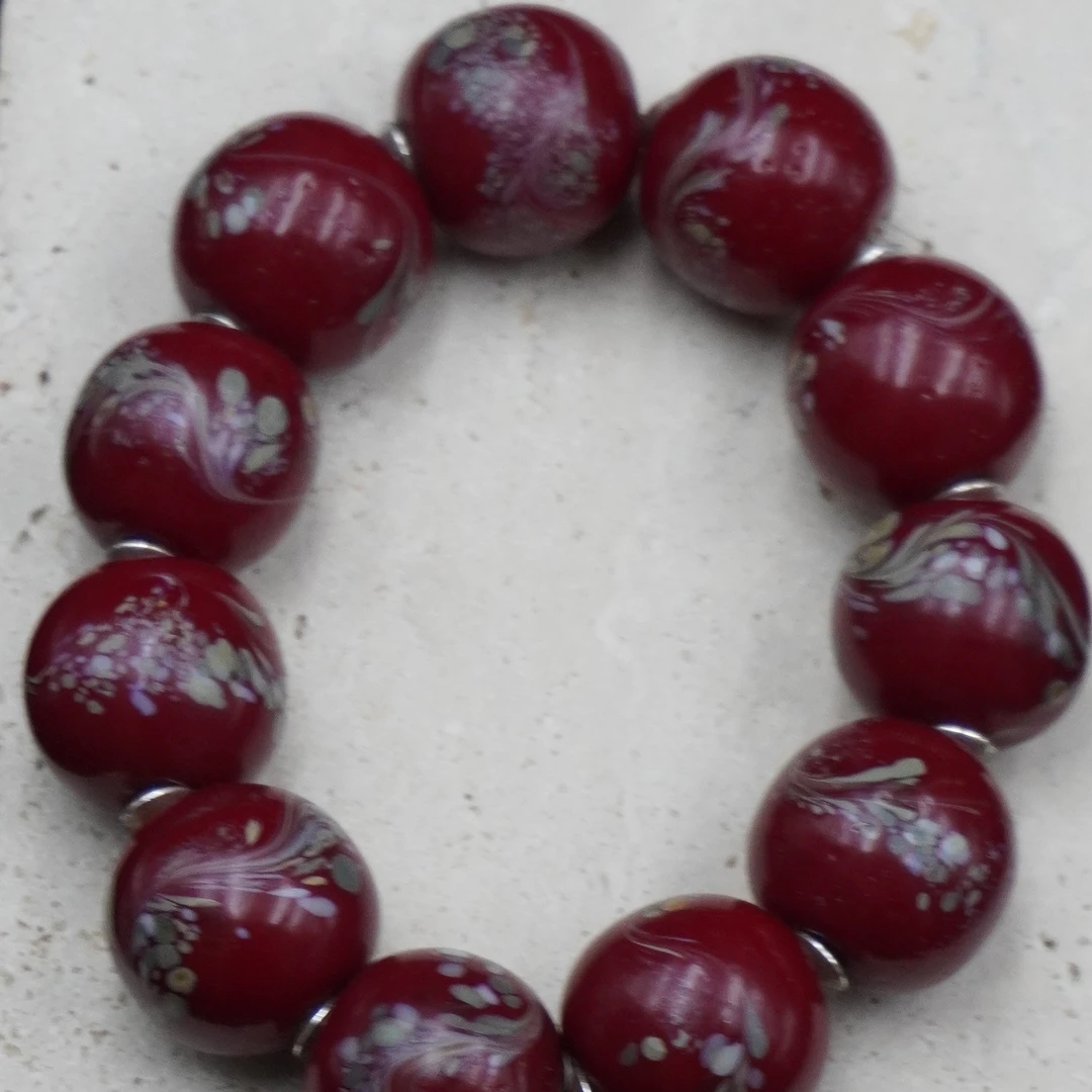 61304W 红色凤尾手串琉璃