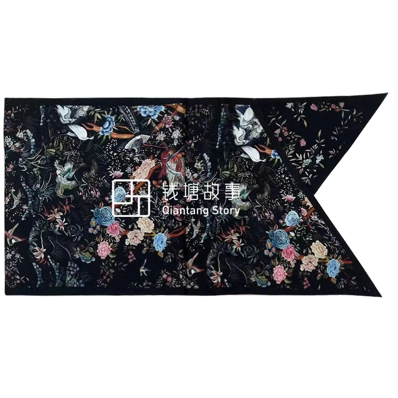 Qiantang Story/钱塘故事斜角楹枝花雀,25*150cm