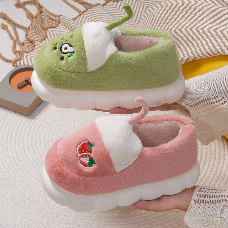 【高弹橡胶系列踩不塌】水果杯秋冬季网红爆款包跟家居毛毛棉拖鞋
