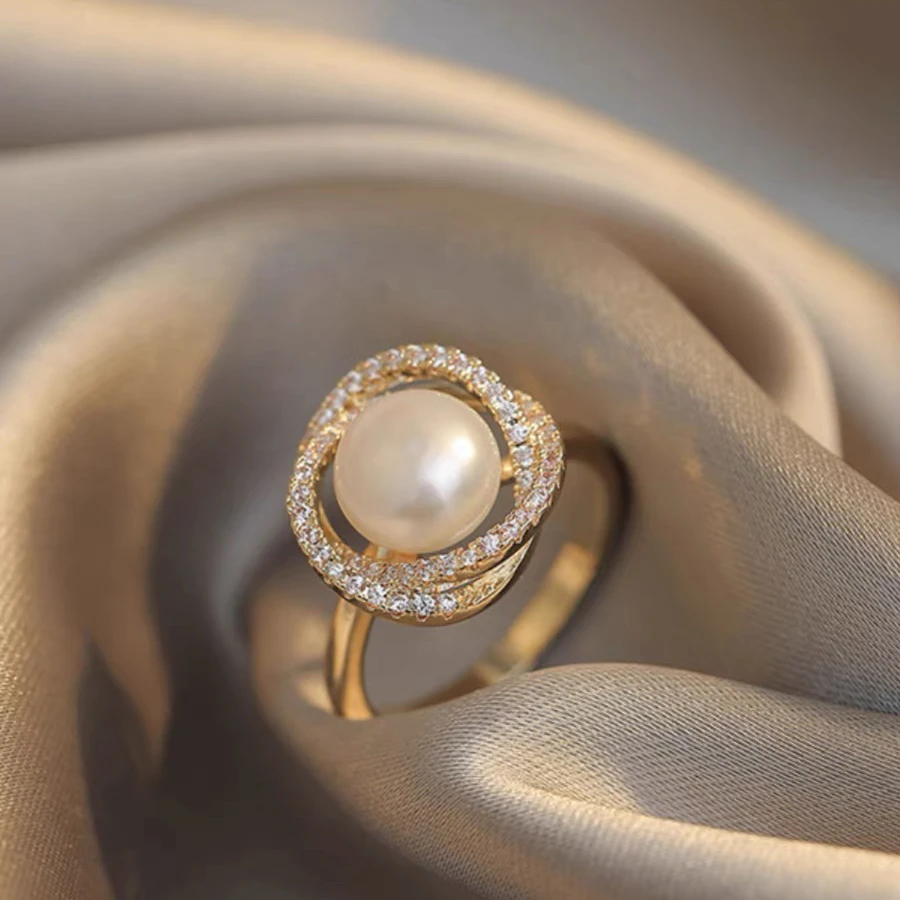 铜合金仿珍珠戒指 1160时尚轻奢珠珠戒指