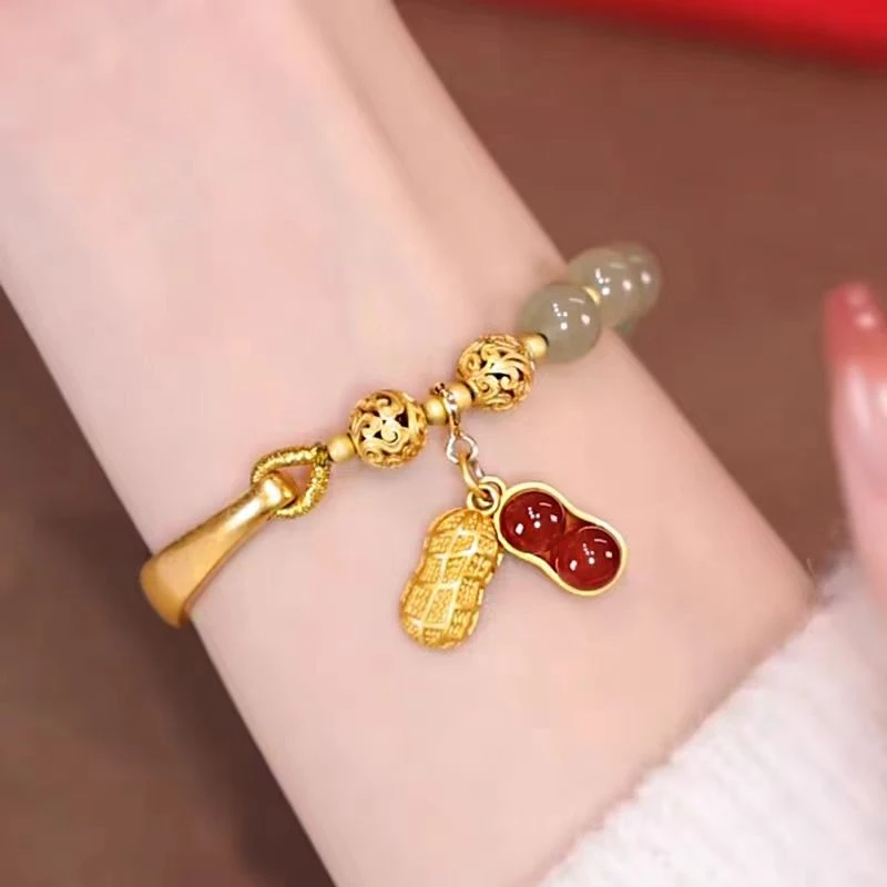 铜合金树脂手链 2108新中式小花生手链