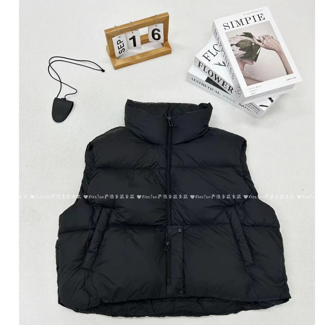 [小君自留]蓬松无袖坎肩立领90白鸭绒云朵绒保暖小个子马甲女外套