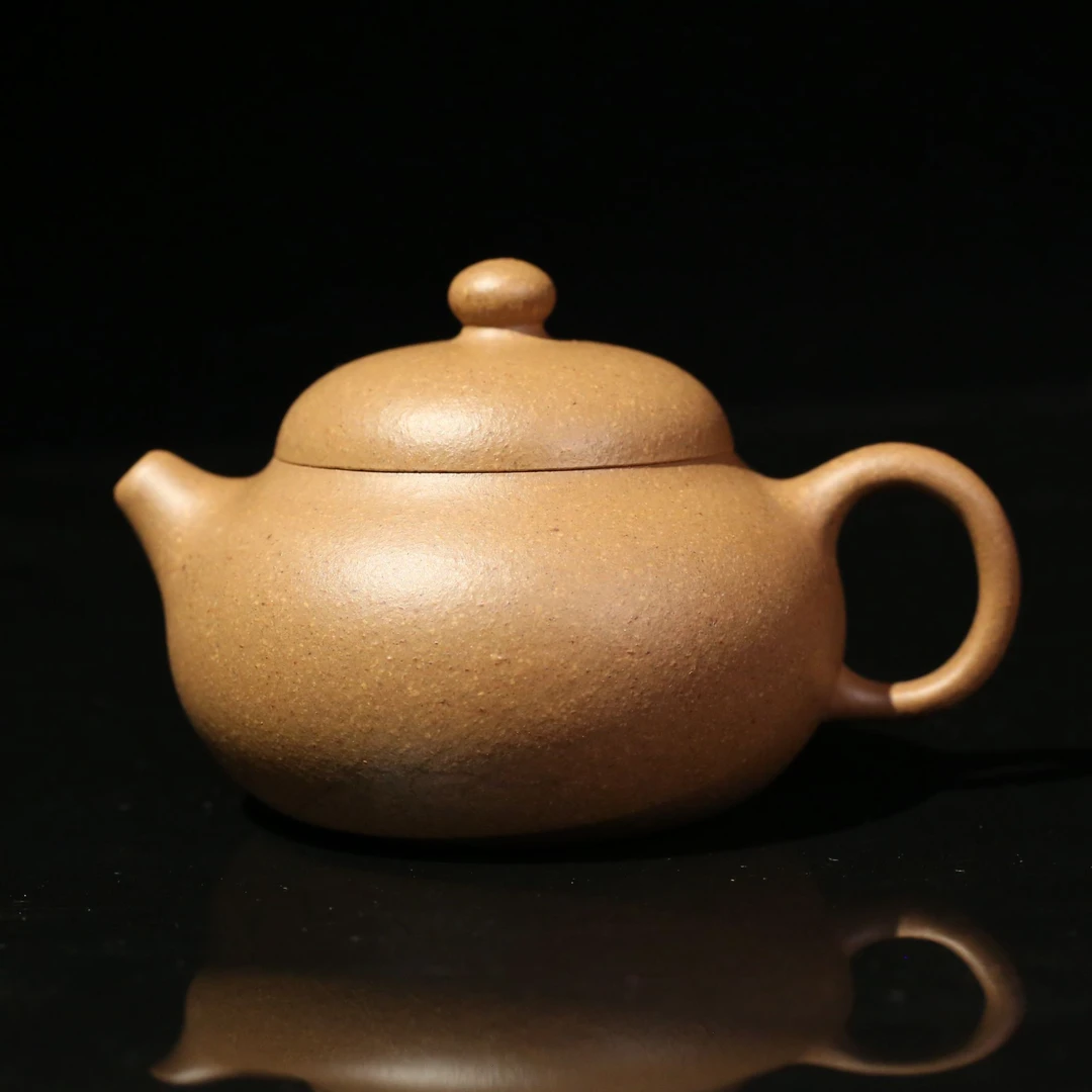 宜兴紫砂壶精工半手原矿黄金段文旦壶小容量圆壶容量约110cc