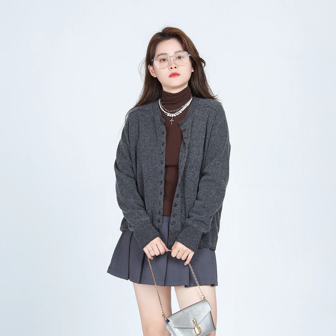 自在从绒｜惬意时光格雷系羊绒开衫 秋冬新款毛衣开衫女外套针织衫