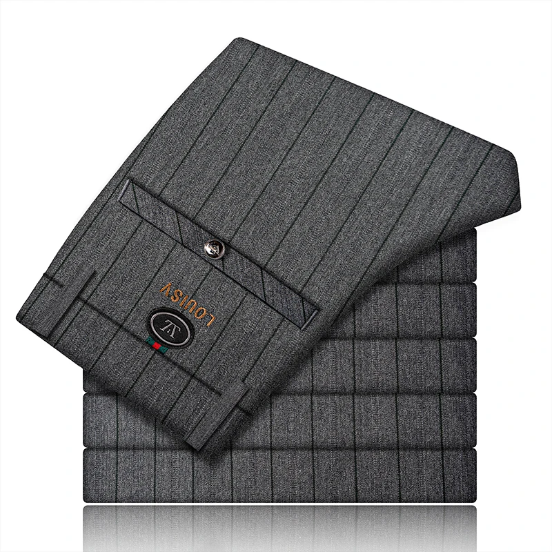 男款修身小脚裤中年时尚上档次高档小脚裤休闲裤秋冬款条纹休闲裤