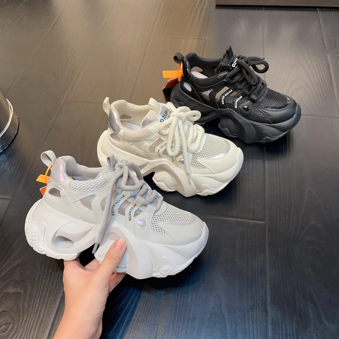 千之恋现货增高6CM2025夏季新款网面透气高能感休闲气质女鞋3572