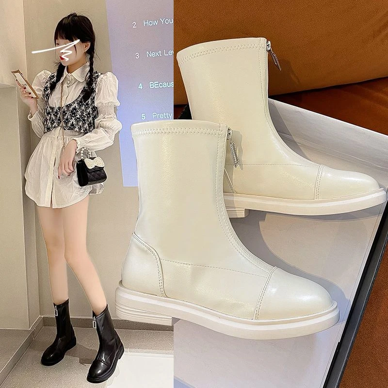 2023马丁靴女秋冬英伦风短筒靴女年秋冬新款中筒显瘦增高女靴百搭