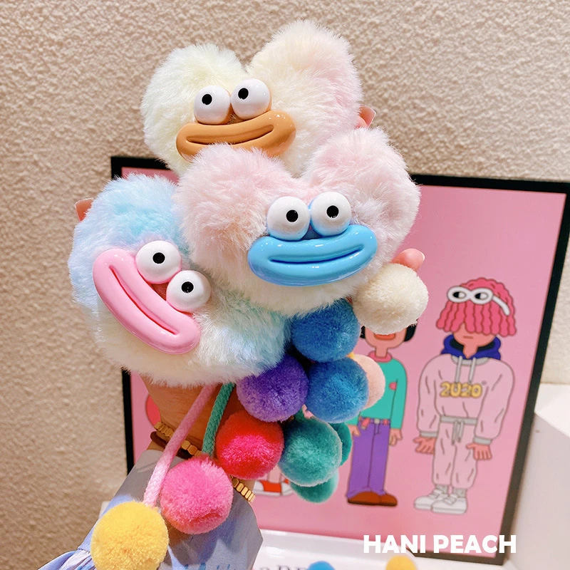 HD10261A08大嘴爱心毛绒钥匙扣~元气可爱甜美背包挂件车钥匙挂饰