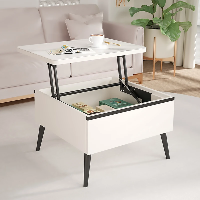 小户型升降茶几餐桌两用多功能家用客厅饭桌奶油风一体折叠桌子