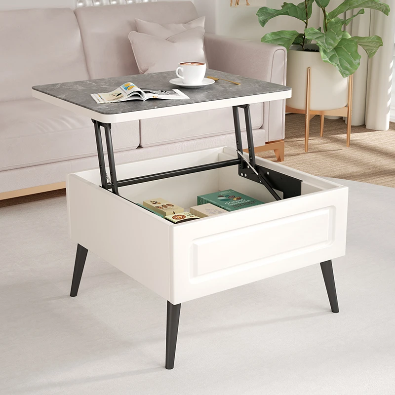 小户型升降茶几餐桌两用多功能家用客厅饭桌奶油风一体折叠桌子