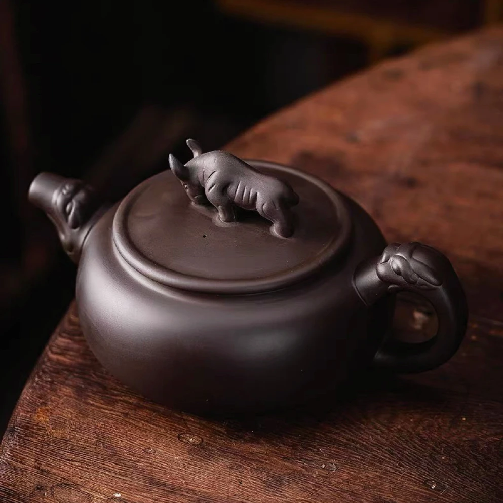 紫砂壶原矿紫泥泡茶壶功夫茶具家用牛转乾坤单壶泡茶器品茗壶茶道