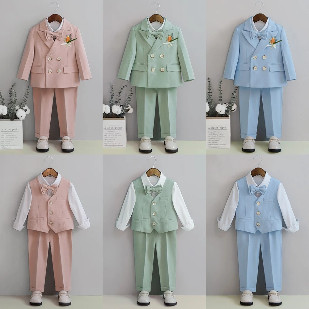 2024儿童西装礼服秋冬套装花童婚礼服宝宝周岁生日西服男童表演服