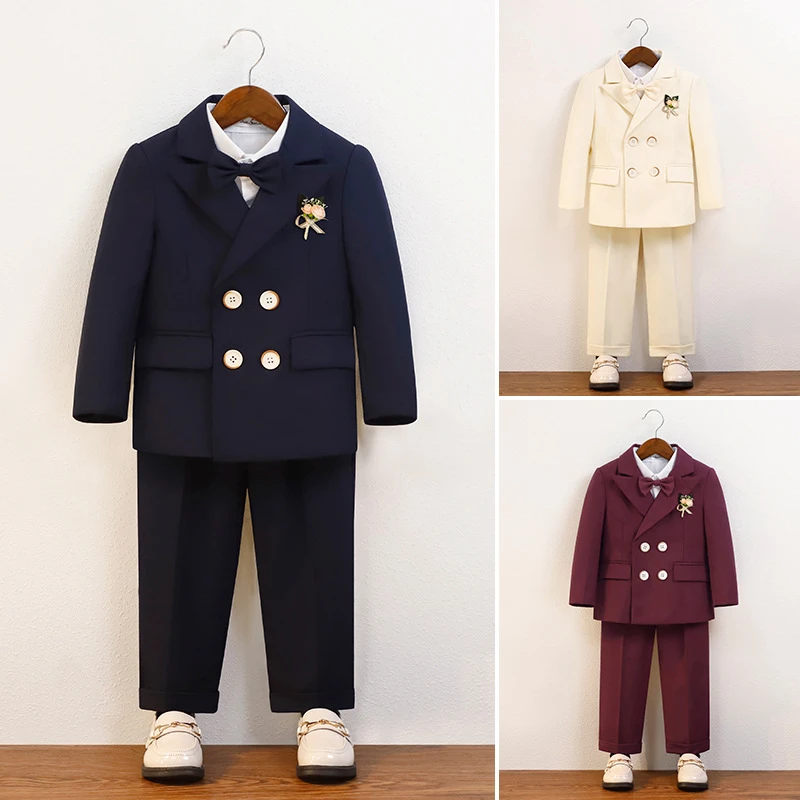 2024男童西服套装秋季英伦绅士西装礼服中小童生日婚礼花童演出服