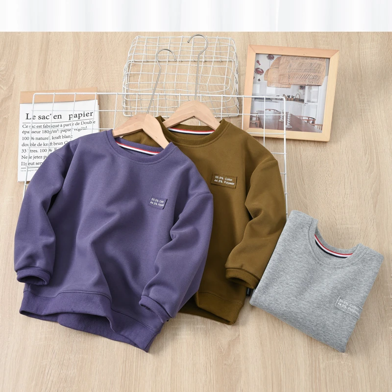 儿童秋装男童童装2023春秋新款中大童卡通字母套头卫衣圆领印花