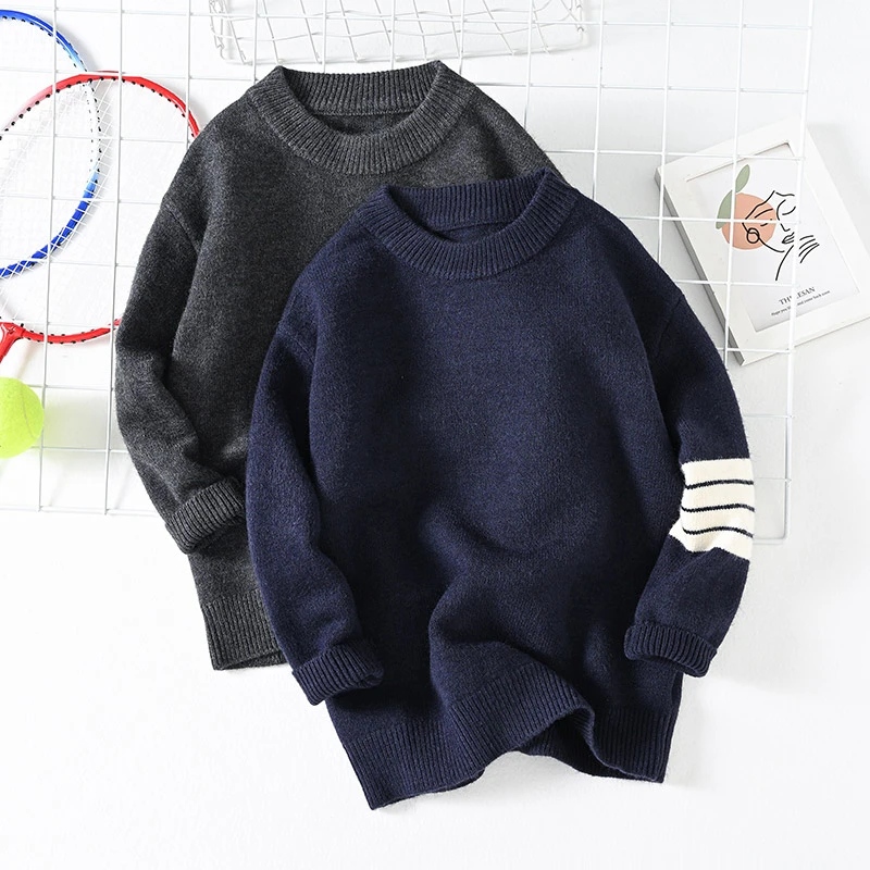 儿童圆领毛衣2025秋冬新款男童毛线女童韩版套头中大童保暖针织衫