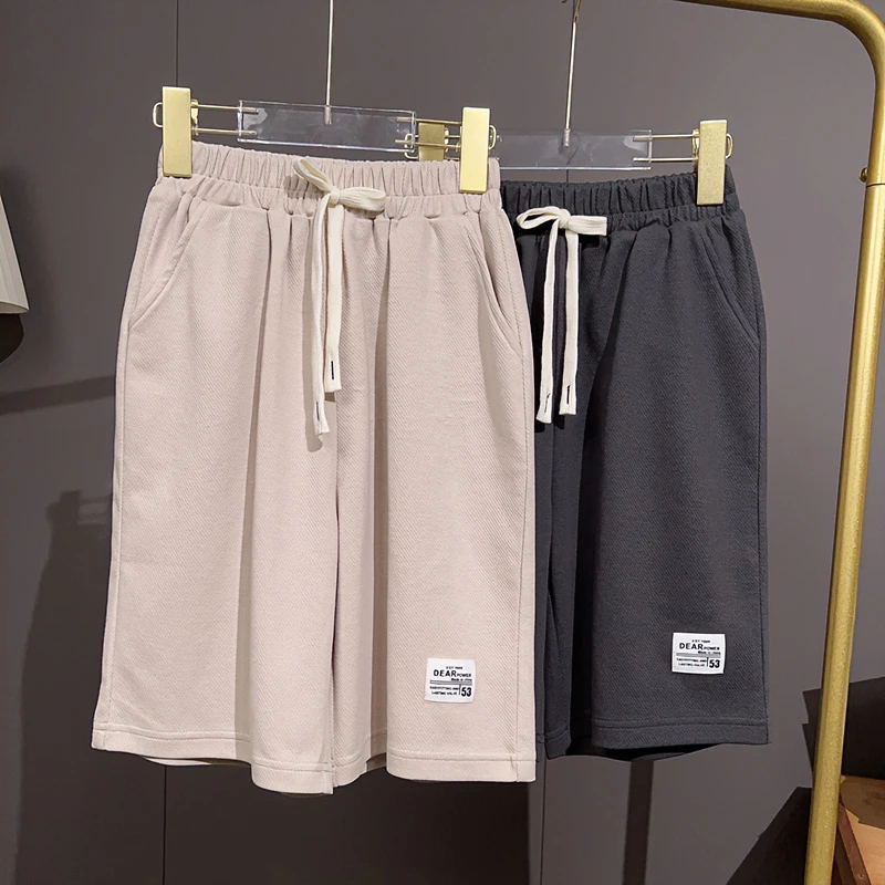 男童短裤外穿夏薄款宽松绣标儿童五分裤潮夏季中大童运动斜纹休闲