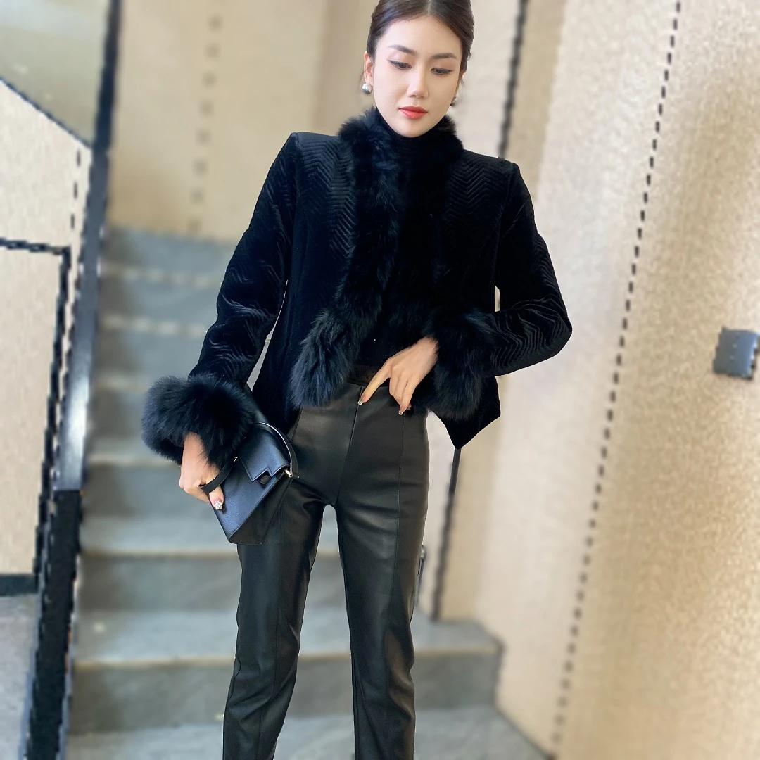 新中式国风套装女秋冬新款高级感气质名媛小香风外套羽绒短外套潮