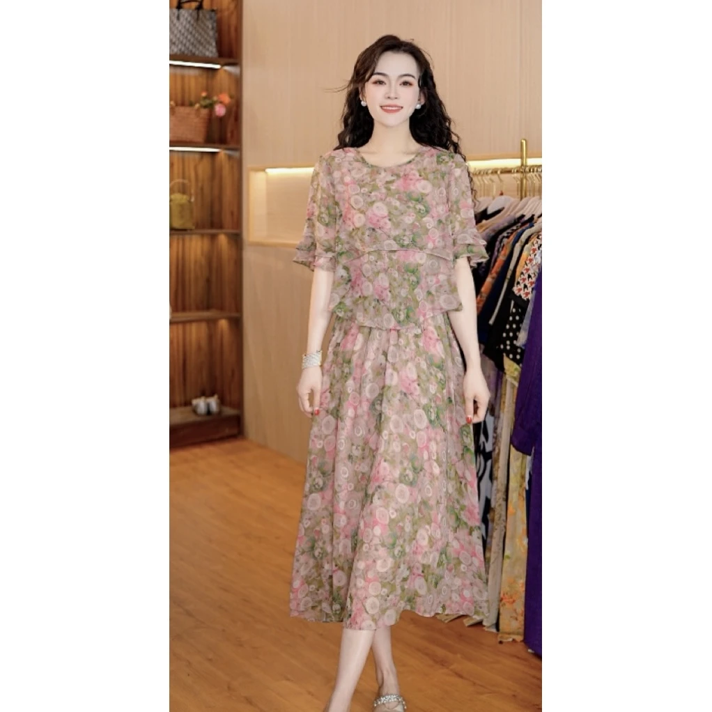 8771-3【莫奈花园】新款时尚休闲连衣裙