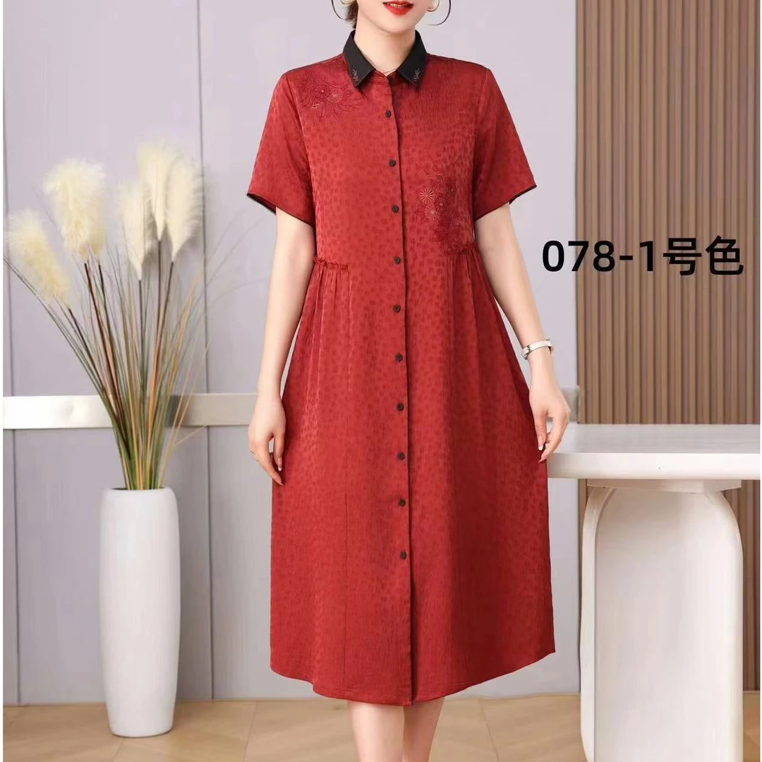 1-078-3（红）新款时尚气质休闲连衣裙