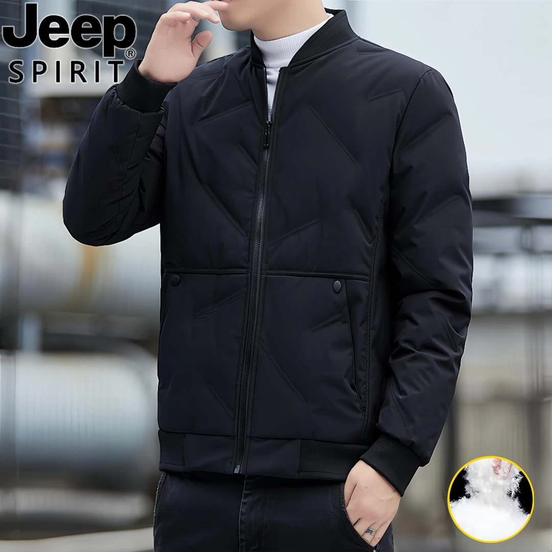 Jeep吉普男士羽绒服新款秋冬季轻薄保暖帅气棒球领外套上衣夹克潮