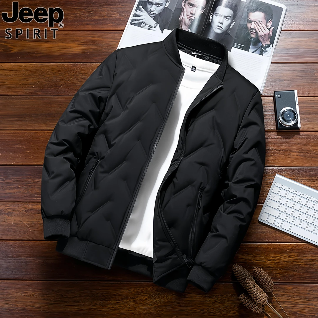 Jeep吉普男士新款时尚羽服冬季商务休闲时尚丝绒爆款保暖夹克外套