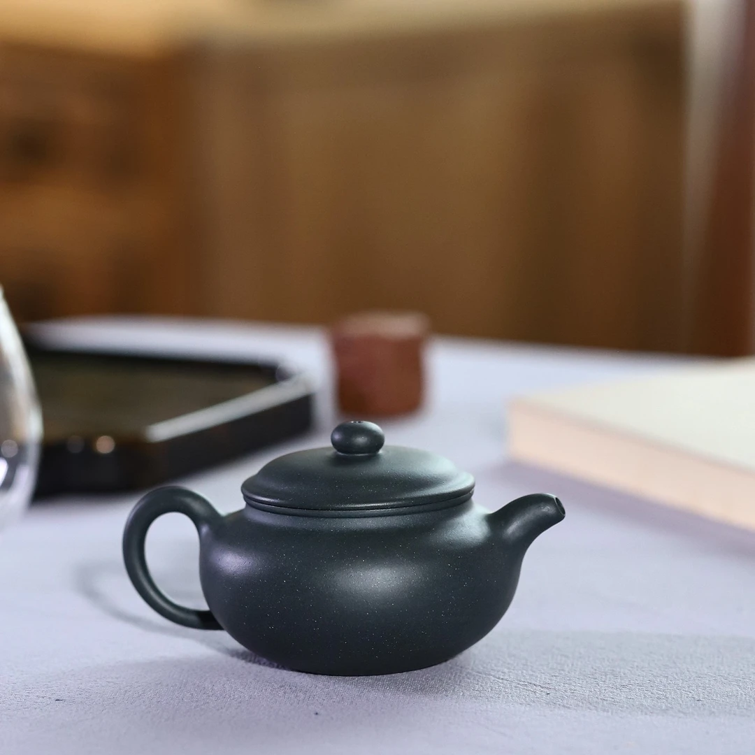 【墨绿泥·仿古壶】薄胎工艺宜兴原矿紫砂壶一厂泥料全手工制作容量