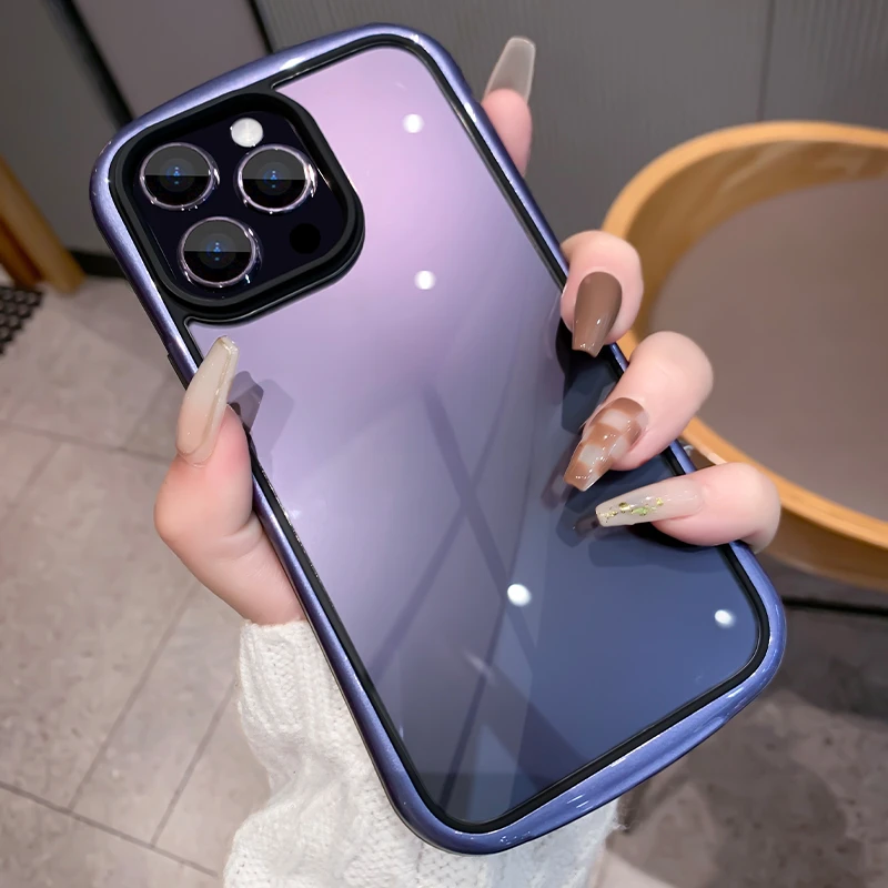 【苹果】新款iphone13/14 小蛮腰撞色边框 透明全包防摔壳