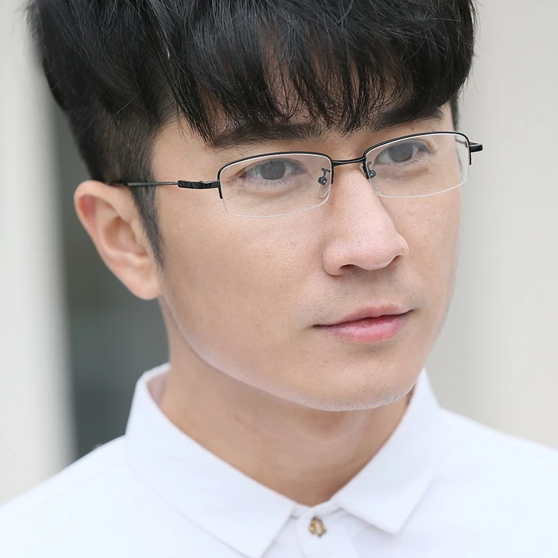 近视眼镜男有度数超轻半框近视镜可配度数成品 100 150 200 300度