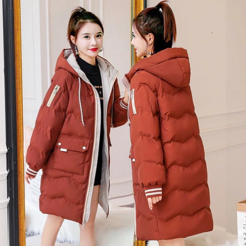 新款反季冬季羽绒服女冬装年韩版宽松棉衣女中长款加厚棉