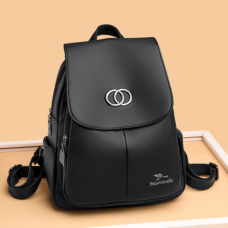 芭藜袋鼠2025新款软皮双肩包女时尚旅游背包女士高档包轻便大容量