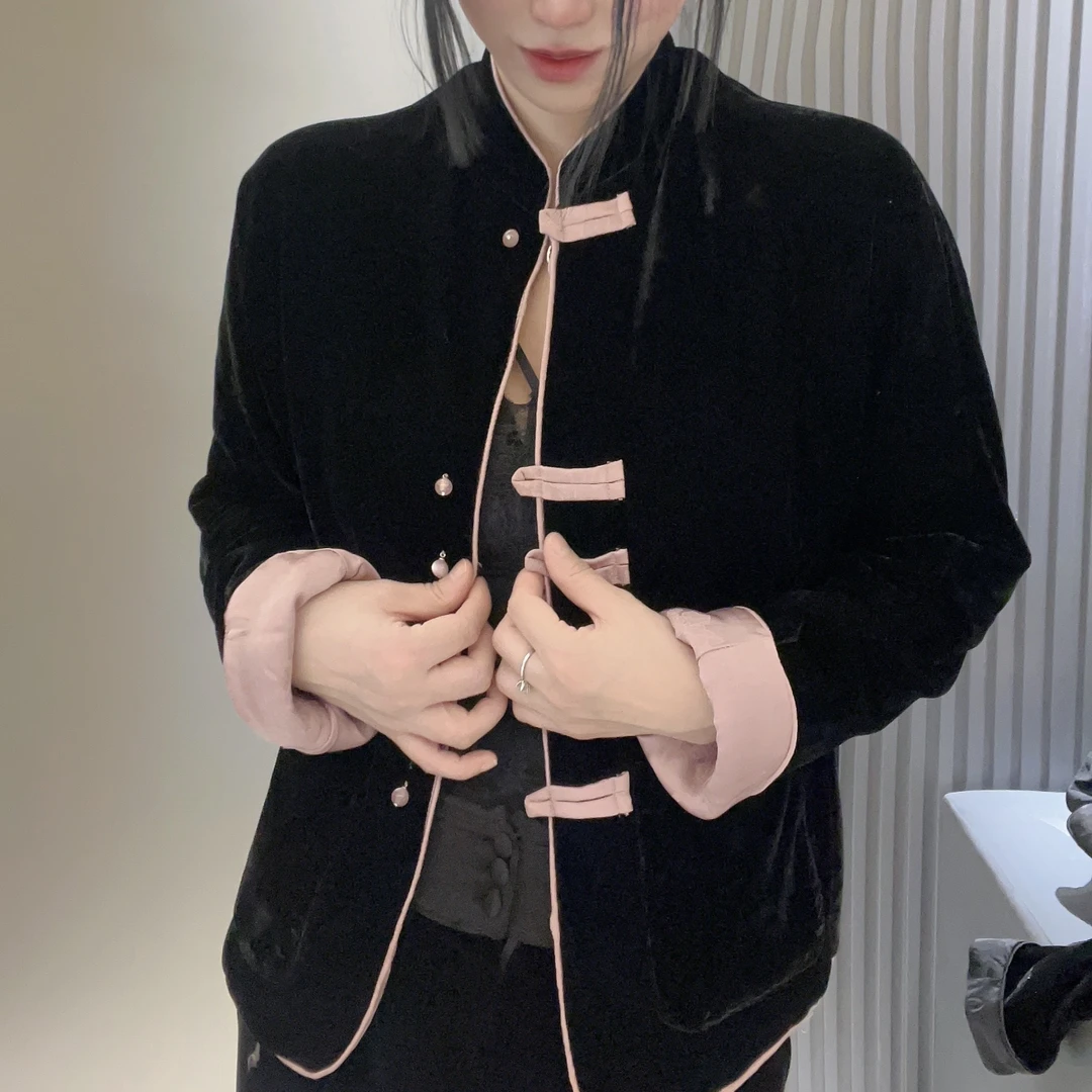 《淇淇》➕欧韩货高级时尚丝绒撞色设计棉服