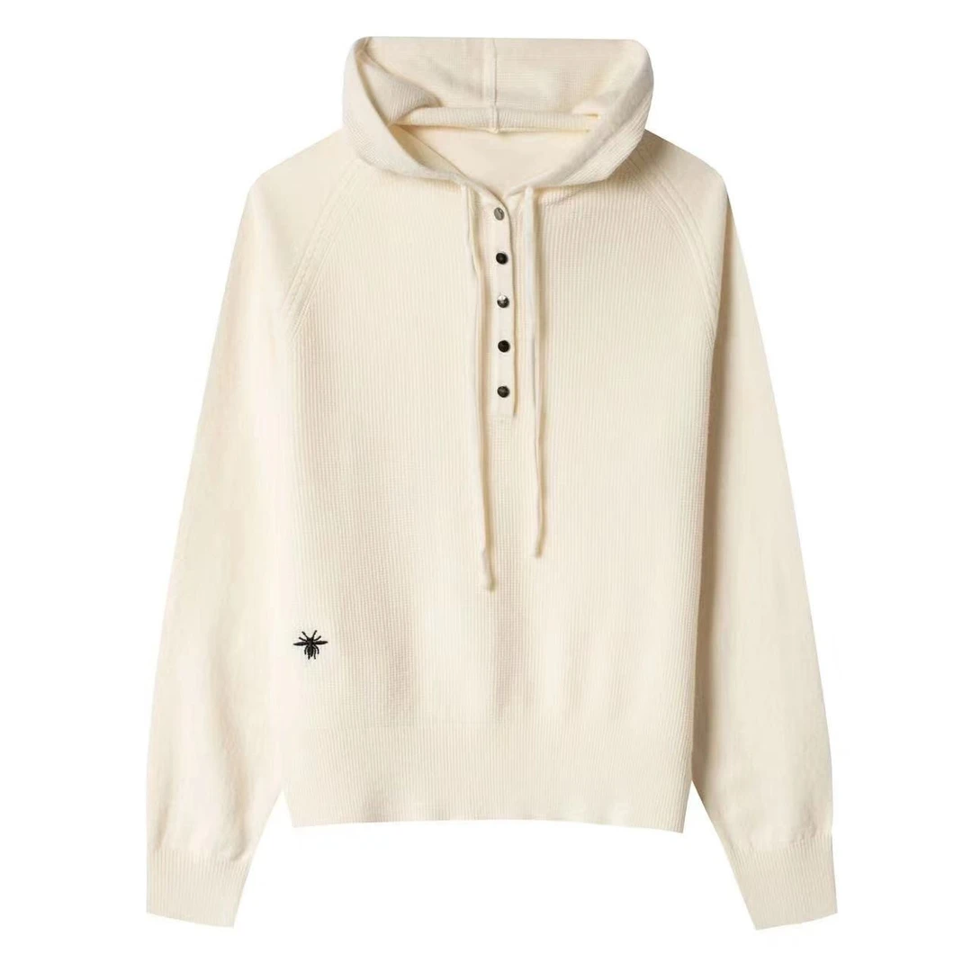 2024秋冬半精纺美丽诺绵羊毛休闲百搭针织连帽衫时尚网红款NB-950