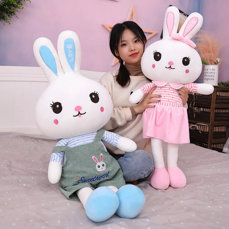 小兔子毛绒玩具可爱小白兔玩偶儿童安抚布娃娃床上陪睡觉大号抱枕