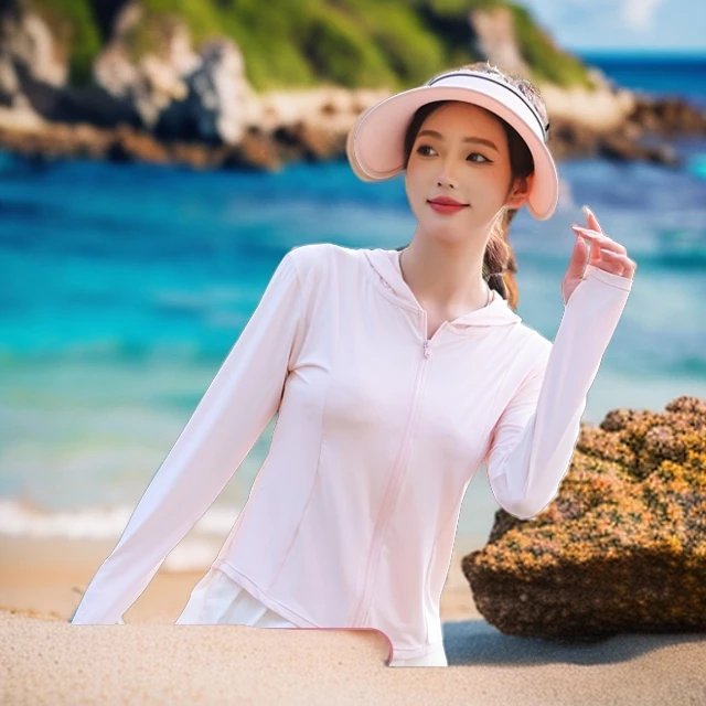 2024新款冰感防晒衣女款夏季修身瑜伽服外套紧身上衣连帽开衫显瘦