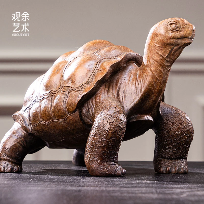 观余艺术纯青铜陆龟雕塑办公室书房玄关饰品摆件《福甲兽》纯手工