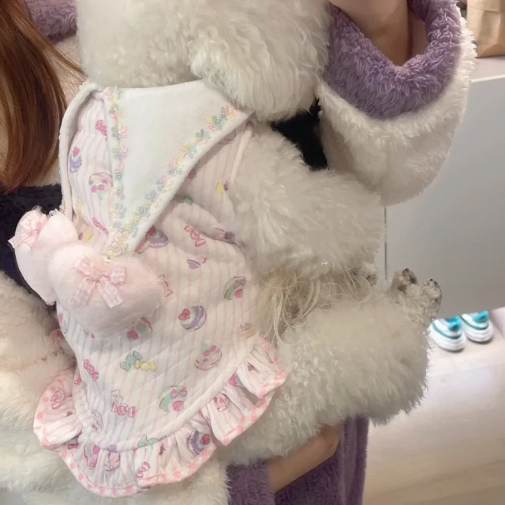 秋冬宠物猫狗狗衣服泰迪约克夏小马小型犬加绒爱心裙