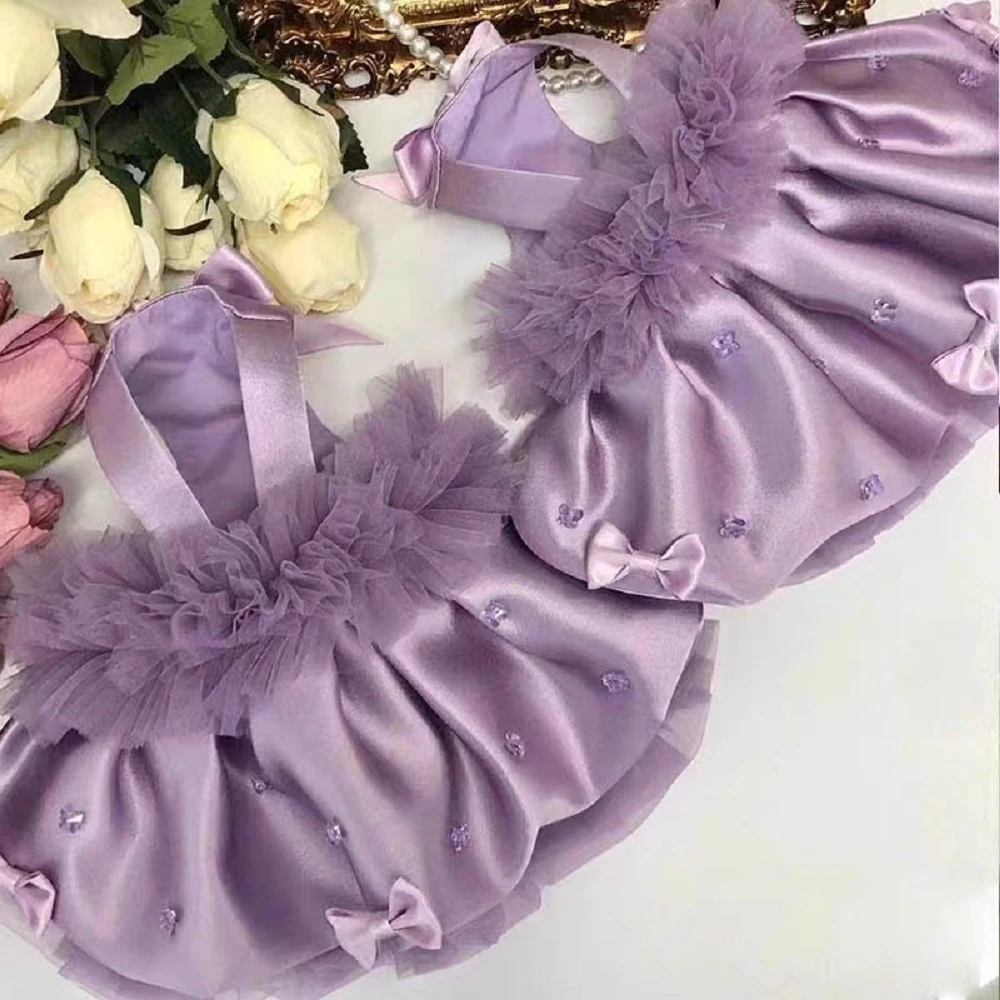 紫蝶小型犬猫宠物原创服饰水晶蝴蝶串珠蝴蝶结裙子春夏款衣服