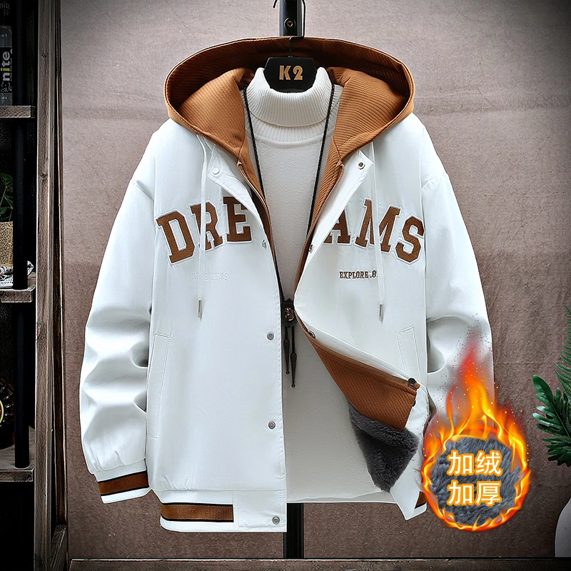 13岁男孩秋冬加绒夹克14初高中生外套15上衣保暖棉服青年大童装