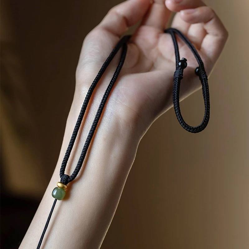 吊坠挂绳手工编织八股辫项链绳子正品和田玉顶珠玉佩绳挂件替换绳