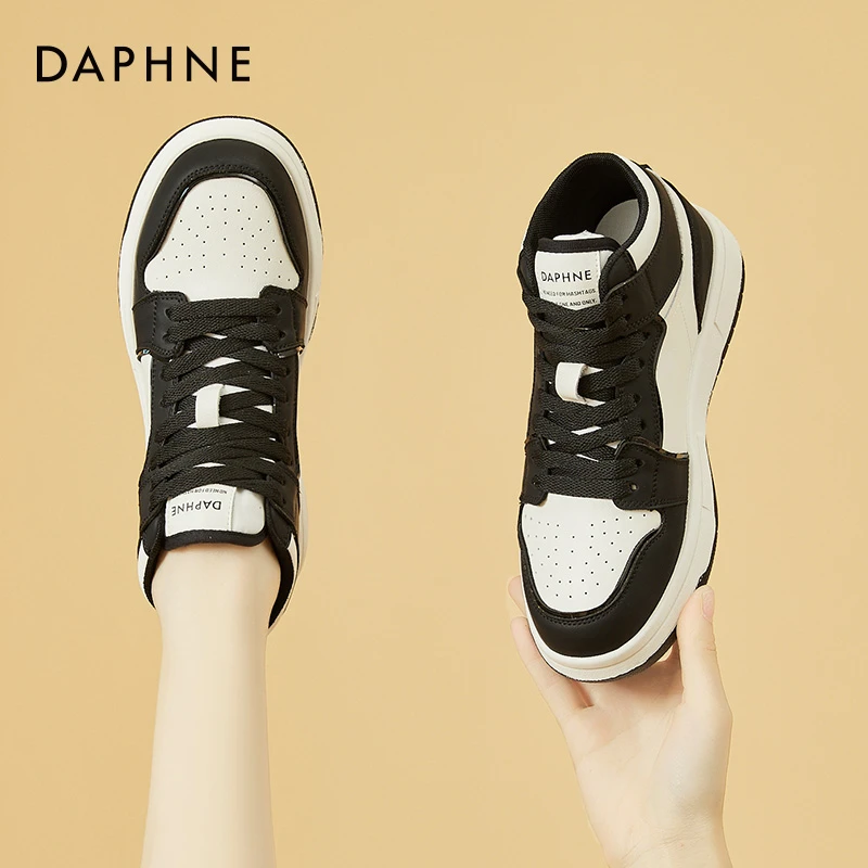 Daphne达芙妮黑白熊猫高帮鞋女2025新款春秋季aj女鞋百搭爆款板鞋