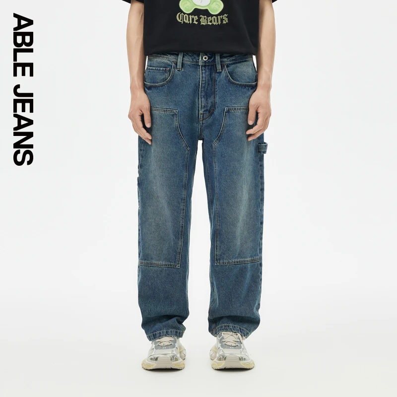ABLE JEANS【木匠裤】新款宽松直筒复古工装冈山男士牛仔裤801447
