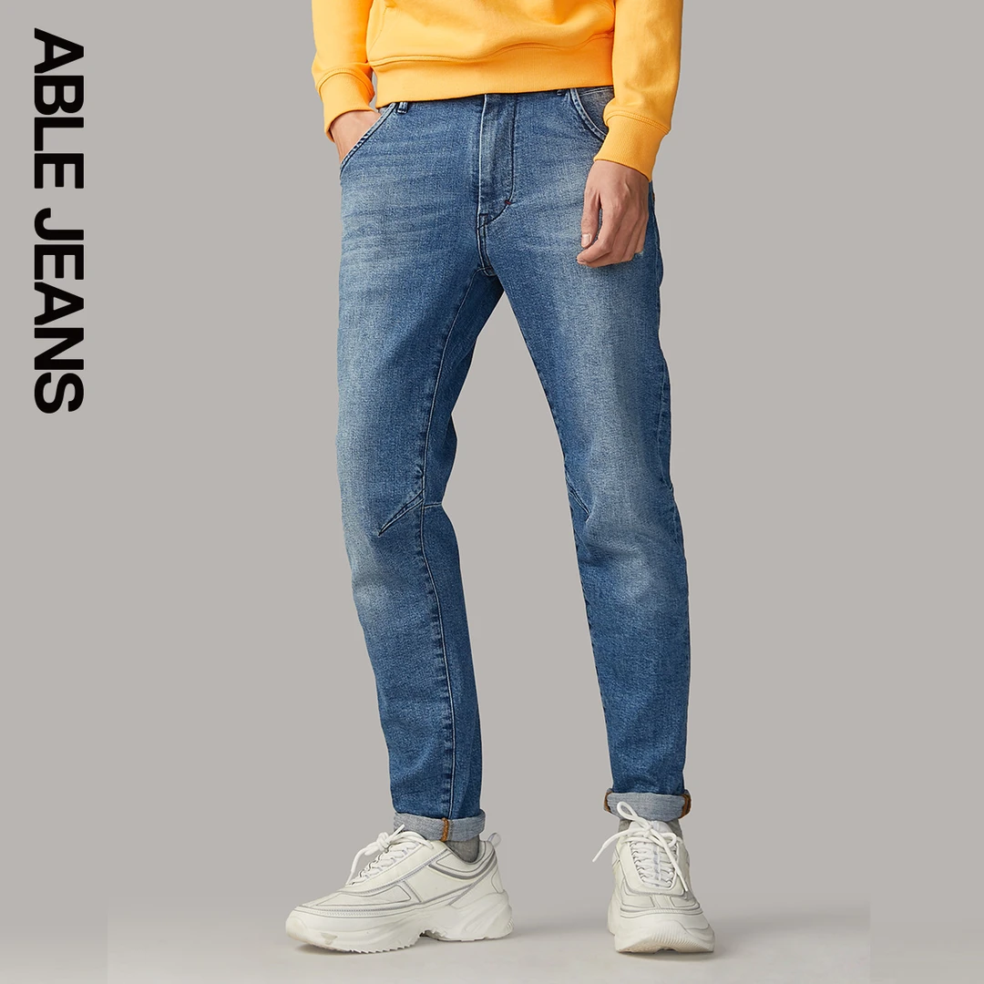 ABLE JEANS自然立体锥形裤牛仔裤男士休闲时尚百搭显瘦裤子801341