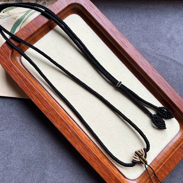 纯手工八股黑色凤尾结吊坠绳重工高货平安扣八宝挂绳可调节