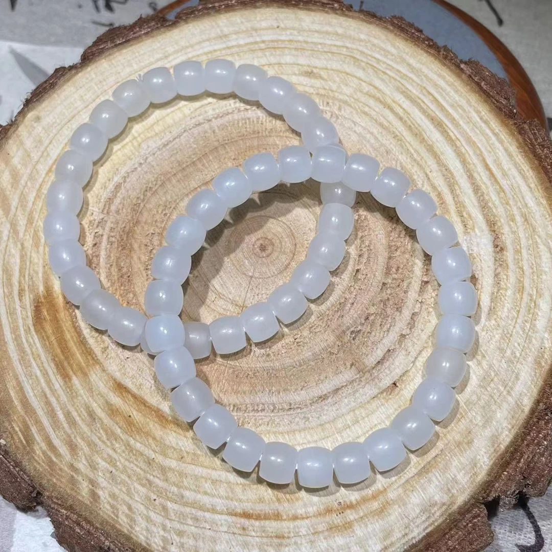 天然和田玉白玉直切手串手工打磨时尚气质百搭款多样性发拍一发一