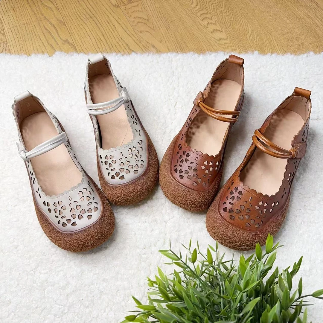 原创复古软底包头凉鞋女夏手工2024年新款洞洞鞋懒人凉鞋